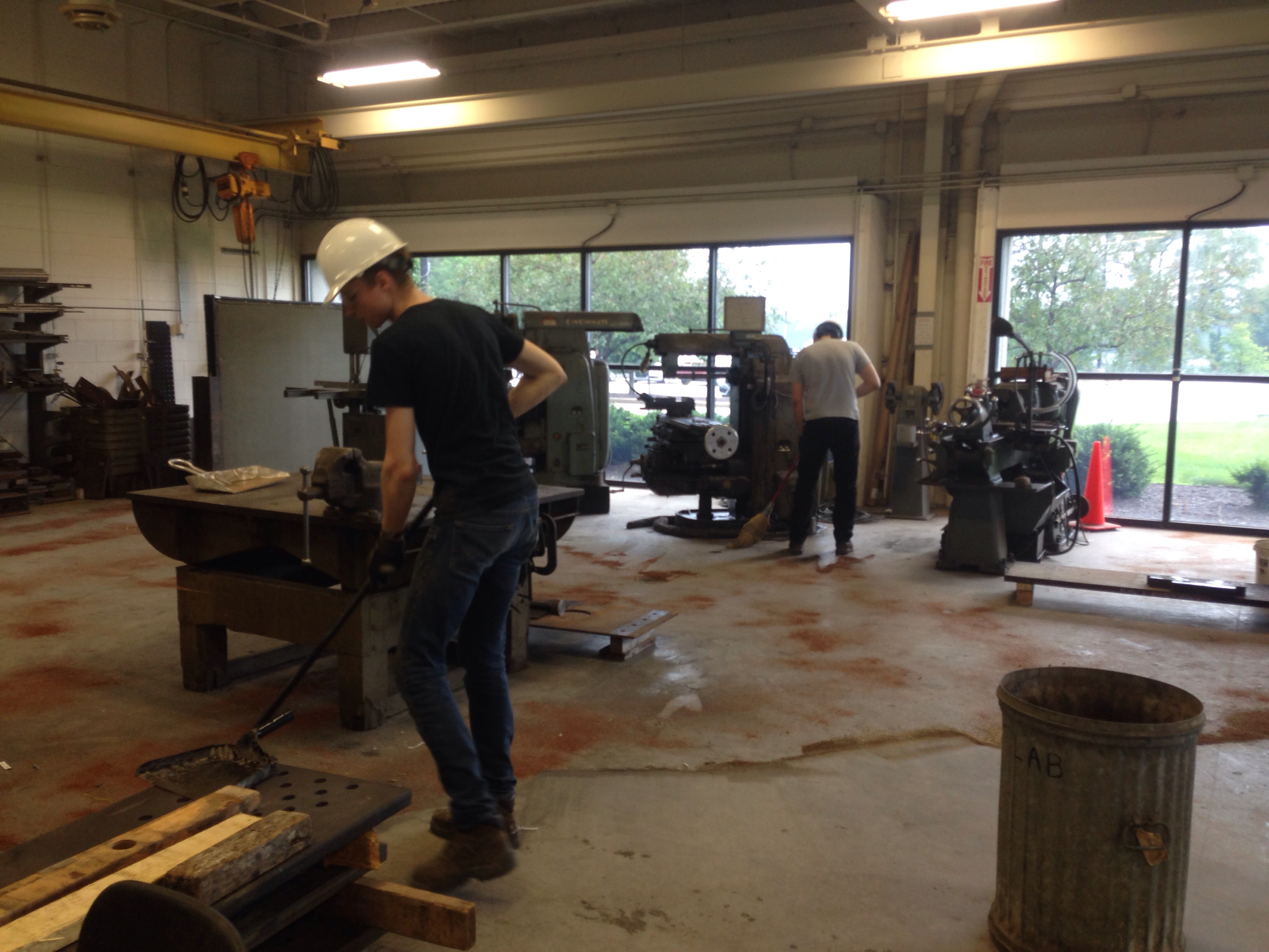 Students Sweeping Bowen Lab
